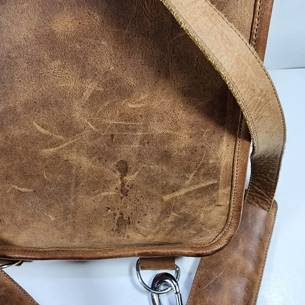 Diaz Heavy Leather Backpack Shoulder Bag Mens Womens‎ Brown Adjustable VTG